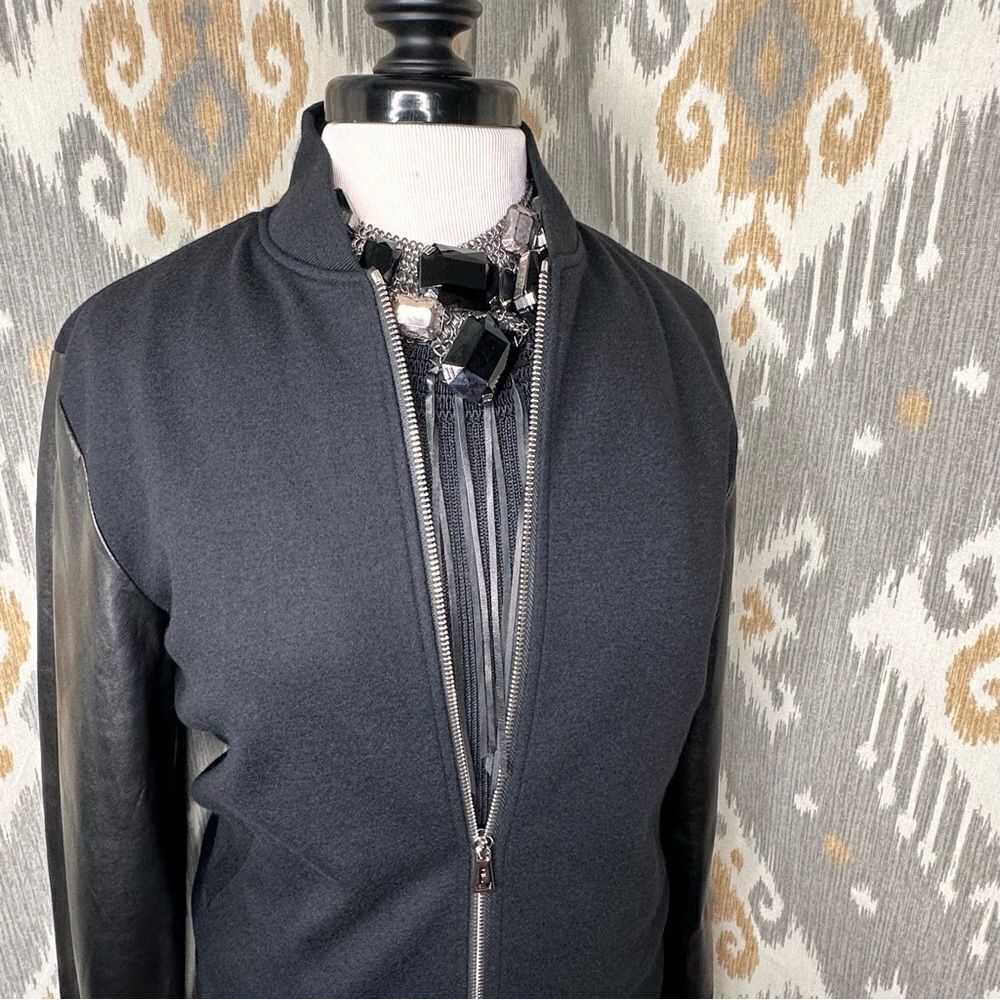 Ralph Lauren Black Label Mixed-Media Zip Front Bomber Jacket